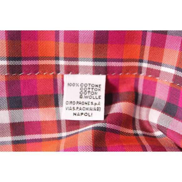 Kiton Napoli 100% Cotton Red Plaid Button Up Shirt Men’s Dress Casual Sz M - Picture 10 of 11